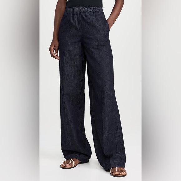 Vince High Rise Wide Leg Pull On Denim Pants - Picture 1 of 16